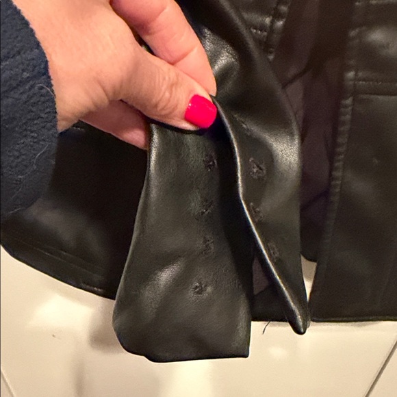 Derek Lam Black Leather Blazer with Gold Buttons - Picture 5 of 6